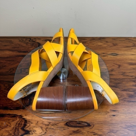 Cole Haan Jamie Block Heel Sandals Orange Leather - Picture 11 of 13